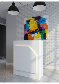 Resim Resital Ledli Karşılama Bankosu G-90 Cm Ofis Kasa Resepsiyon Masası Banko-002-1-1 