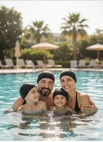 Resim Likralı Bez Deniz Havuz Bonesi 4lü Siyah 