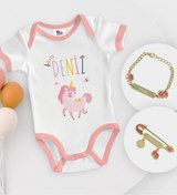 Resim Bitmeyen Kartuş Bk Kids Kişiye Özel Isimli Pembe Bebek Body Zıbın Ve Kız Bebek Künyesi Hediye Seti-4 