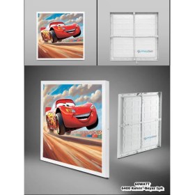 Resim Şimşek Mcqueen Avize, 60X60 Çocuk Odası Avize, 60WATT, Estetik Kare, Yapay Zeka Tasarım Avize, Pist 