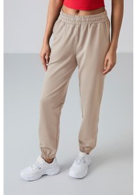 Resim Tommy Life Koyu Bej Cepli Yüksek Bel Rahat Form Lastik Paça Kadın Eşofman Alt - 94583 