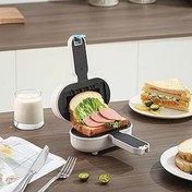 Resim 1200W Mini Sandviç Maker Izgara Sandviç Panini Maker Mini Waffle Maker Panini Sıcak Sandviç Maker Pan Stack Çift Taraflı Kızartma Tavası Ev Mutfak (AB fiş 220v) 