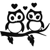 Resim Genel Markalar Owls Couple Love Tree Branch Sticker Araba Oto Arma Duvar Çıkartma 20 cm 