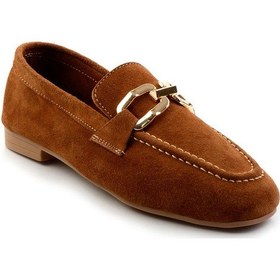 Resim Bambi Taba Hakiki Deri Kadın Loafer Ayakkabı K01763071002 Taba 