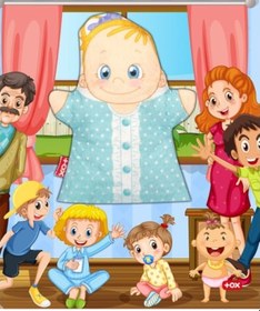 Resim Tox Bebek Aile Bireyleri Keçe El Kukla T338 . Eğitici Oyuncak 