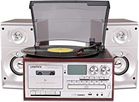Resim Flagen KN-120 Bluetooth CD'li Kaset USB Radyo 33-45-78 Plaklar Çalar Pikap Çift Hoparlörlü Kumandalı 