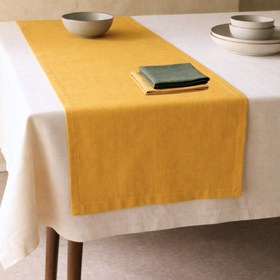 Resim Genoa Dokuma Keten Leke Tutmaz Runner 50x150 cm Safran - 50x150 cm 