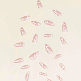 Resim Beyaz Pembe Desenli Takma Tırnak Seti 24 Adet 