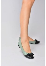 Resim Fox Shoes Yeşil/Siyah Kadın Babet D726019509 Yeşil - Siyah 