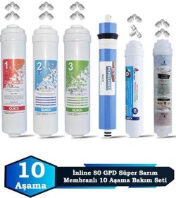 Resim İnline Kapalı Kasa Su Arıtma Cihazı Uyumlu 10 Aşama 80 GPD Süper Membranlı Alkalinli Bakım Seti 