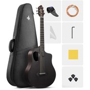 Resim Donner RISING-G1 Carbon Fiber Akustik Gitar Seti (Dyed Black) 