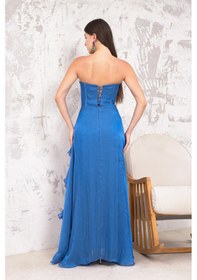 Resim Livanomi Straplez Uzun İndigo Abiye Elbise-indigo İndigo 