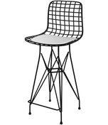 Resim Knsz orta boy tel bar sandalyesi 1 li mağrur syhbyz 65 cm oturma yüksekliği mutfak bahçe cafe ofis 