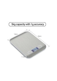 Resim Tenfowee "taşınabilir Hassas Mutfak Terazisi - 5kg Kapasiteli, Usb Şarjlı, Çoklu Ölçü Birimi G/ml/oz/lb " Gümüş 