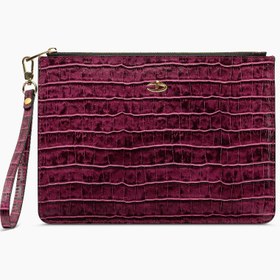 Resim Deri Clutch Çanta | Mürdüm Croco 