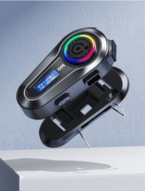 Resim Motorsiklet Kask Interkom Kulaklık Rgb Işık Lcd Ekranlı Bluetooth 5.3 Çift Telefon Bağlantı 