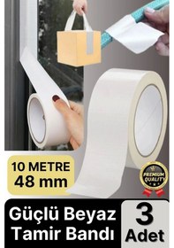 Resim 3 Adet Ekstra Güçlü Dayanıklı Su Geçirmez Sızdırmaz Yalıtım İzolasyon Beyaz Tamir Bandı 10 Mt 48 Mm 