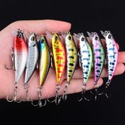 Resim 1 Adet Minnow Yem - 3 Üçlü Kancalı Wobbler Jerkbait, Çok Renkli (Kırmızı/Sarı/Pembe/Yeşil/Mavi) Gerçekçi Göz ve Kuyruklu Turna, Alabalık, Levrek Balıkçılığı İçin - Her Mevsim Tatlısu ve Tuzlusu Olta Yemi 