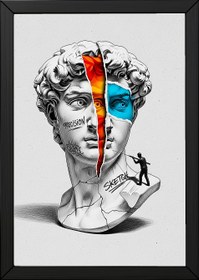 Resim Precision & Sketch - Surreal David Bust Wall Art Print - Wooden Frame - Natural / 8,3 x 11,7" (21x30) 
