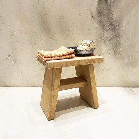 Resim Assess Store Sedir Ahşap Banyo Taburesi Oturak ve Oksit Bakır Hamam Tası Seti 