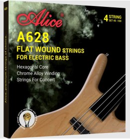 Resim Alice A628(4)-M Flatwound Bas Gitar Teli (45-105) | Pürüzsüz Flat Sarım Sayesinde Sürtünme Sesi Olm 