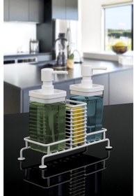 Resim Okyanus Home Beyaz Standlı Sıvı Sabunluk 2'li Şeffaf 