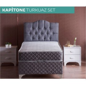Resim Nivabaza Niva Turkuaz Tek Kişilik Baza Başlık Yatak Seti Solid 