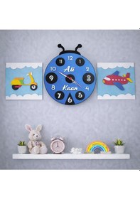 Resim Çocuk Odası Duvar Saati Ve Duvar Panosu Şık Ve Modern No 10051 Çok Renkli 