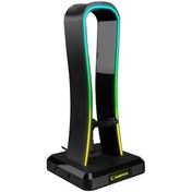 Resim Rampage RM-H77 X-Base Kulaklık için Stand RGB Işıklı 4xUsb Port Stand Rampage