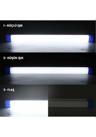 Resim Powermaster T530 32cm 40w Çubuk Portatif Led Işıldak Şarjlı Tüp Lamba 1200mah Mavi 