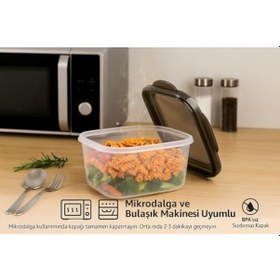 Resim 3 Lü Sızdırmaz Saklama Kabı Seti 1600ml + 2800ml + 4600ml Şeffaf Plastik Yemek Kabı Gıda Saklama & Mutfak Organizer Kutusu Mikrodalga Ve Buzdolabı Uyumlu 