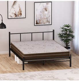 Resim Metal Karyola + Flora Full Ortopedik Yatak, 150x200 Cm Siyah Ren 665375 