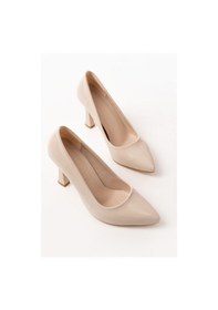 Resim Aymood St-001 Bej Rugan Günlük 9 Cm Topuklu Stiletto Ayakkabı Ten 