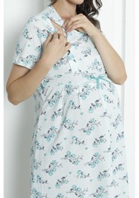 Resim Nicoletta Hamile Tunik Gecelik Kısa Kollu Likralı Büyük Beden Geniş Beden Aralığı Yeşil Nıc1011 R18 