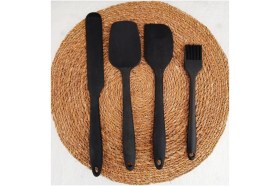 Resim 4 Parça Büyük Boy Silikon Yumurta Fırçası Kaşık Spatula Seti Isıya Dayanıklı 