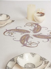 Resim Cotton Box Pano Baskılı Masa Örtüsü Nels Bej 170x170 