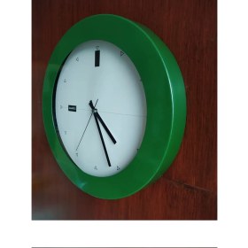 Resim Bahat Alüminyum Çerçeve Metalik Parlak Yeşil Çerçeve Salon Ofis Duvar Saati 36 cm 