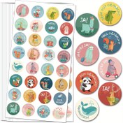 Resim 160 Hayvan Ödül Etiketi, 25mm Motivasyonel 32 Desen Kendinden Yapışkan Öğretmen Ödül Etiketi, Alman Ödül Etiketi, Öğretmen Malzemeleri için Hayvan Etiketi 