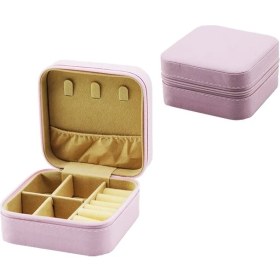 Resim Mini Fermuarlı Takı Kutusu - Çanta Suni Deri 4 Bölme+6 Yüzüklük+3 Küpelik+File =10X10CM - Y:5cm (5264) 