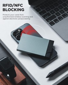 Resim Metal Kartlık, RFID Korumalı Açılır Kredi Kartı Tutucu, Minimalist ve İnce Cüzdan - Pembe 