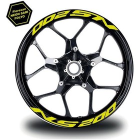 Resim Bajaj Pulsar Ns 200 Yazılı 8 Li Jant İçi Yazı Sticker Neon Sarı 