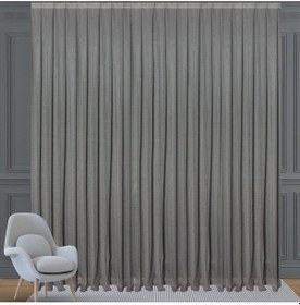 Resim Gri Keten Tül Perde Yüksek Kalite Pilesiz Extraforlu Düz Dikim-gri Gri 