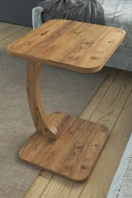 Resim Limnizza C Ayaklı Modern Yan Sehpa Koltuk Yanı Laptop Kahve Kitap Şehpası Servis Sehpası Kare Çam 