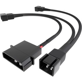 Resim Mena Rise – 4 pin Molex fan dağıtım kablosu ((5,25 inç) 12 V – 3 x 3 pin fiş 2 kutuplu, 20-20-20cm) A 