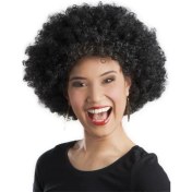 Resim Siyah Renk Kıvırcık Afro Bonus Peruk Parti Peruğu 