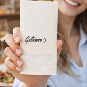 Resim Palo Santo 1 Adet Gülümse Baskılı Peçete Lüks Dekor Motto Misafir Sunum Peçete 