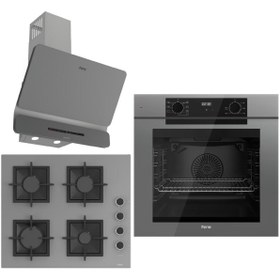 Resim Ferre Grey FryArt 3 lü Ankastre Set ( QEP63CPR - SC208-FA - D082-SA ) A++ Sessiz Davlumbaz 