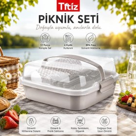 Resim Titiz Piknik Seti 6 Kişilik Kamp ve Bahçe Seti - 32 Parça 