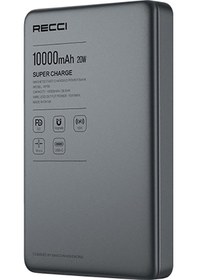 Resim Recci Rp35 Pd 20w Led Göstergeli Hızlı Şarj Özellikli Wireless Powerbank 15w 10000mah Gri 