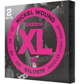 Resim D'Addario EXL170TP XL Nickel 4 Telli Bas Gitar Teli - Regular Light (45-100) (2'li Paket) 